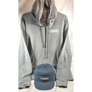 ABUS Cycling Gray Long Sleeve Hoodie & Blue Adjustable Hat - XL
